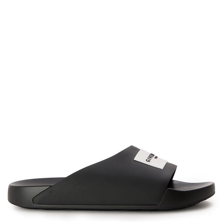 Givenchy Men's Black Giv Label Pool Sliders - Size 10