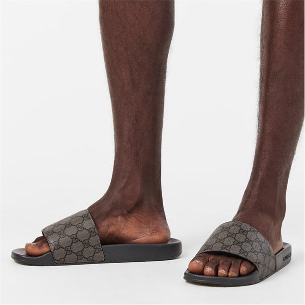 GG CHUNKY SLIDE SANDAL BLACK CALFSKIN