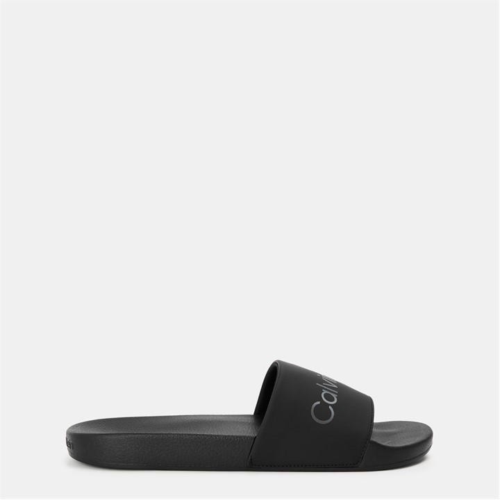 Calvin Klein Men's Black Logo Sliders Size 11