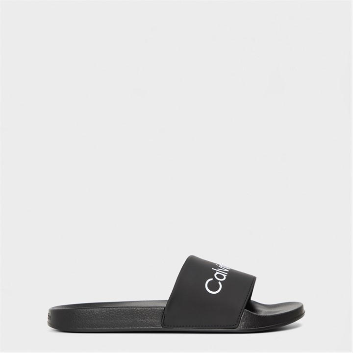 Calvin Klein Men's Black Logo Sliders Size 11