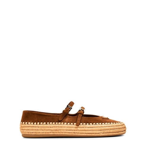 PRADA - Prada Nappa leather and raffia ballerinas