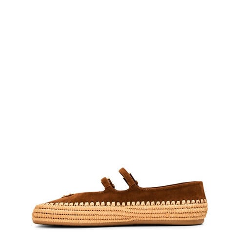 PRADA - Prada Nappa leather and raffia ballerinas