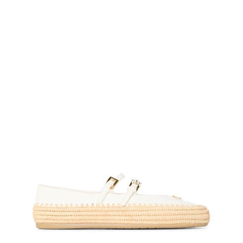 PRADA - Prada Nappa leather and raffia ballerinas