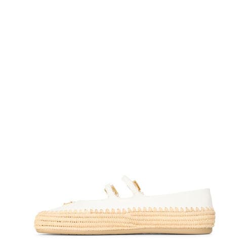 PRADA - Prada Nappa leather and raffia ballerinas
