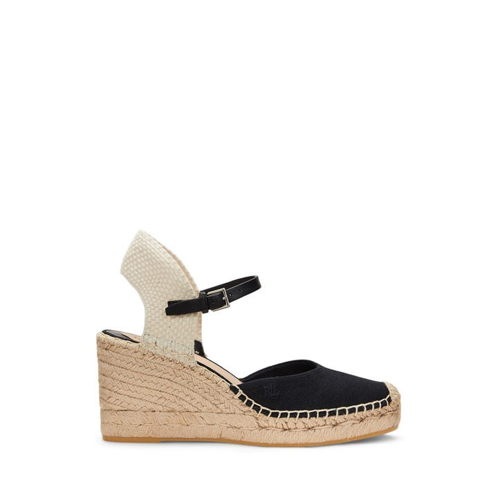 Lauren By Ralph Lauren Women's Black Robby Wedge Heeled Sandals - Size 4