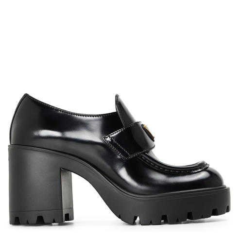 PRADA - Women's Stride Leather 85mm Heel Loafers