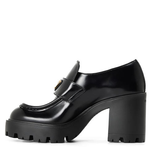 PRADA - Women's Stride Leather 85mm Heel Loafers