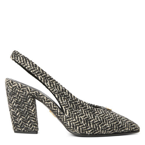 PRADA - Women's Pointed-Toe Block-Heel Leather Slingbacks