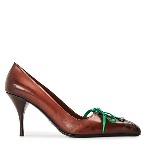 PRADA - Women's Lace-Up 85 Leather Stiletto Heels