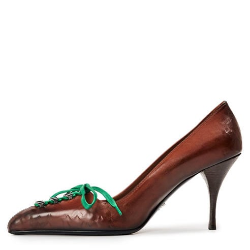 PRADA - Women's Lace-Up 85 Leather Stiletto Heels