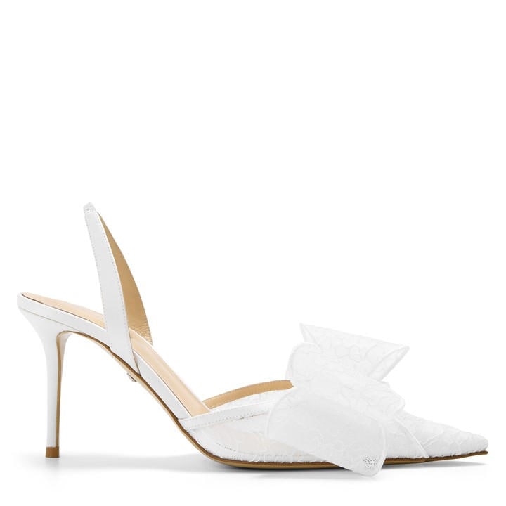 Mach And Mach Women's White Lace85h Slingbacks - Size 4
