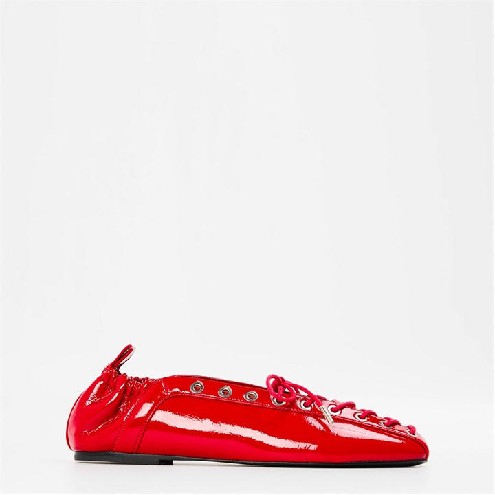 Ganni Women's Red Lace Up Ballet Pumps Size 5