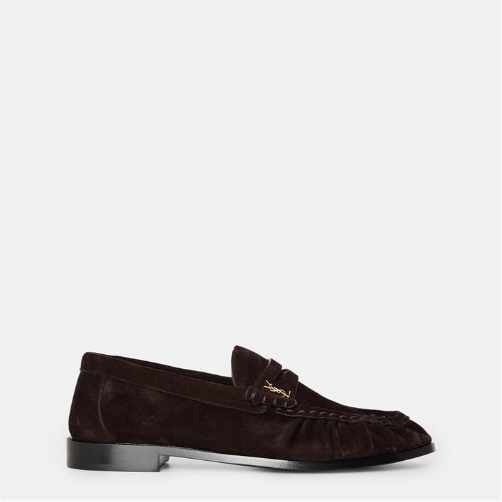 Saint Laurent Women's Brown Le Cassandre Penny Suede Loafers