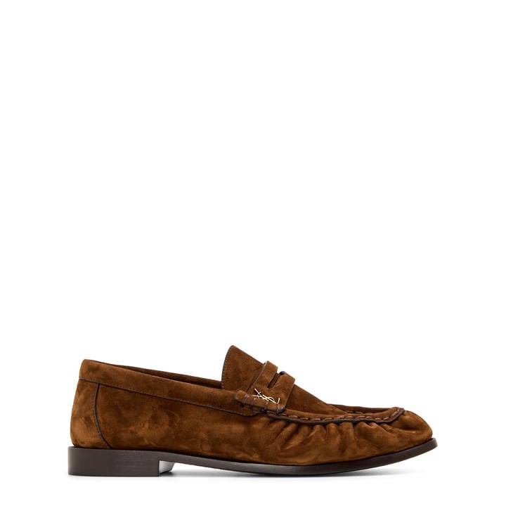 Saint Laurent Women's Brown Le Cassandre Penny Suede Loafers - Size 4