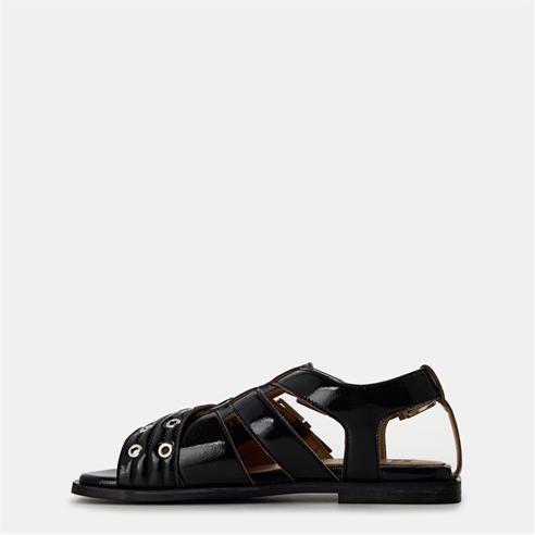 GANNI - Women's Leather Strap Flat Sandals