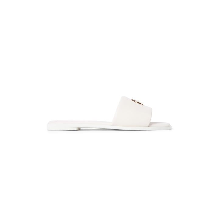 Tommy Hilfiger Women's White Th Logo Hardware Leather Mule