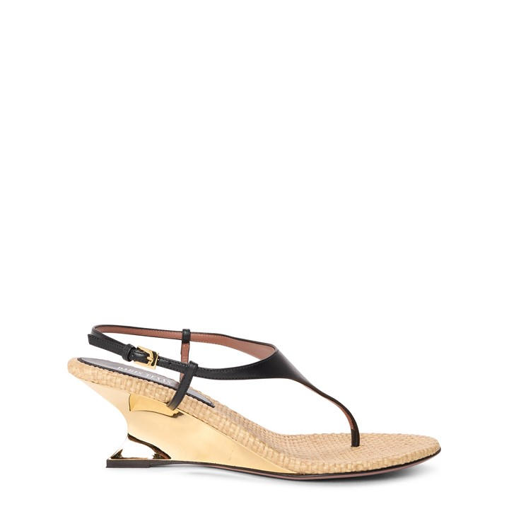Paris Texas Women's Black Wedge Heeled Sandals