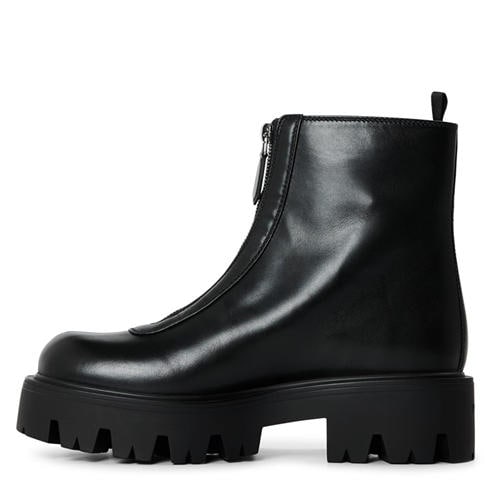PRADA - Women's Stride Zip up Leather Flat Ankle Boots