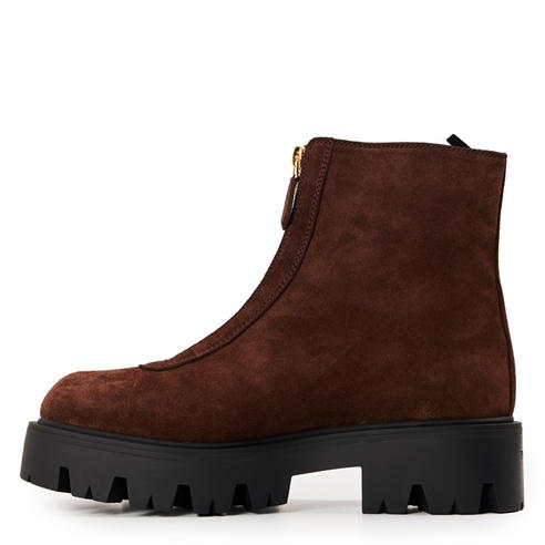 PRADA - Women's Stride Zip up Leather Flat Ankle Boots