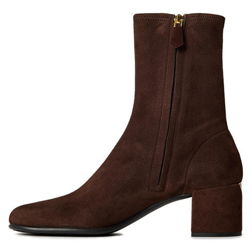 PRADA - Women's Stretch Suede Heeled Ankle Boots