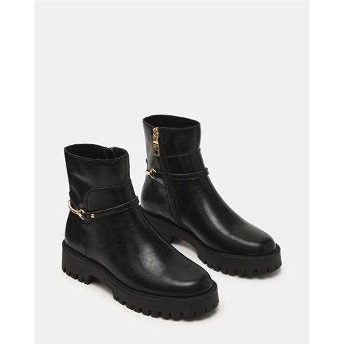 STEVE MADDEN - Women's Last Call Leather Flat Ankle Boots