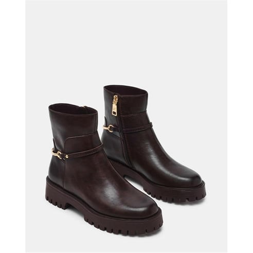 STEVE MADDEN - Women's Last Call Leather Flat Ankle Boots