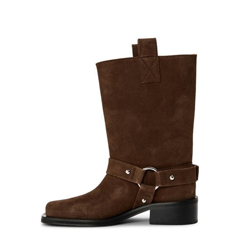 GANNI - Women's Biker Suede Flat Ankle Boots
