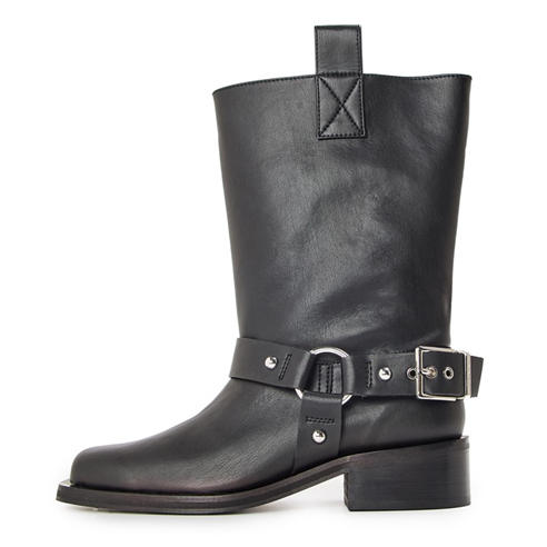 GANNI - Women's Mid Shift Biker Flat Ankle Boots