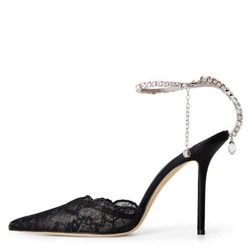 JIMMY CHOO - Women's Crystal Satin Saeda 100 Pumps