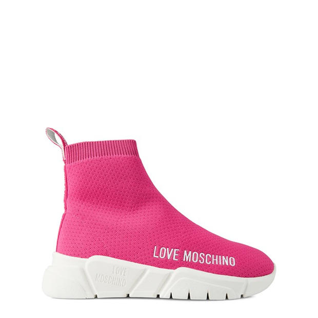 LOVE MOSCHINO Logo Sock Trainers Women Runners Flannels