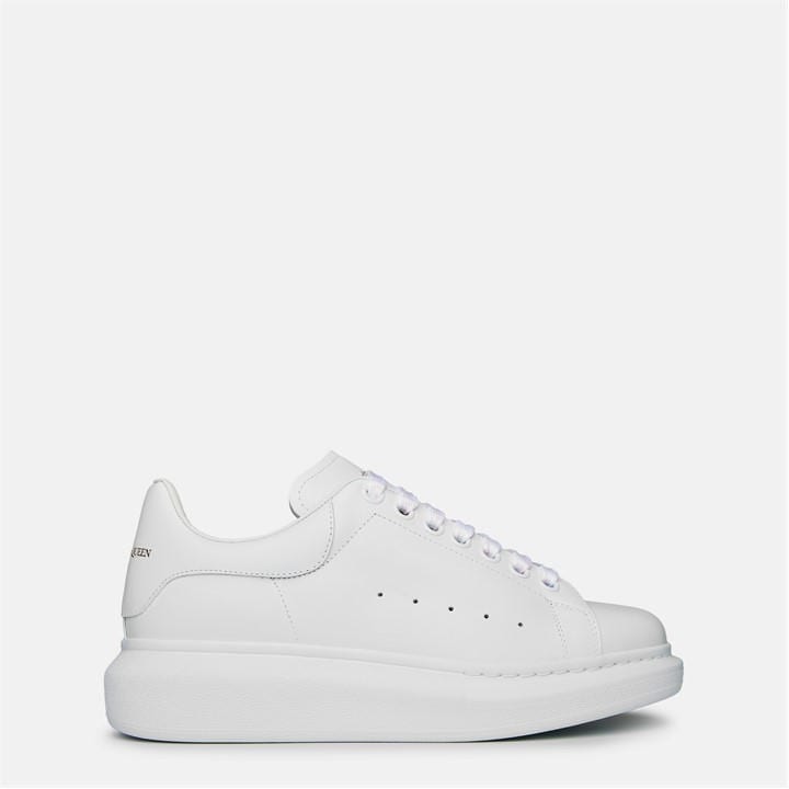 Alexander Mcqueen Women's White Logo Print Leather Oversized Trainers - Size 6.5