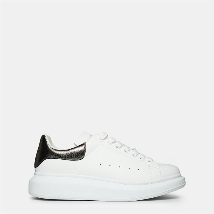 Alexander Mcqueen Women's White Logo Print Leather Oversized Trainers Size 6.5
