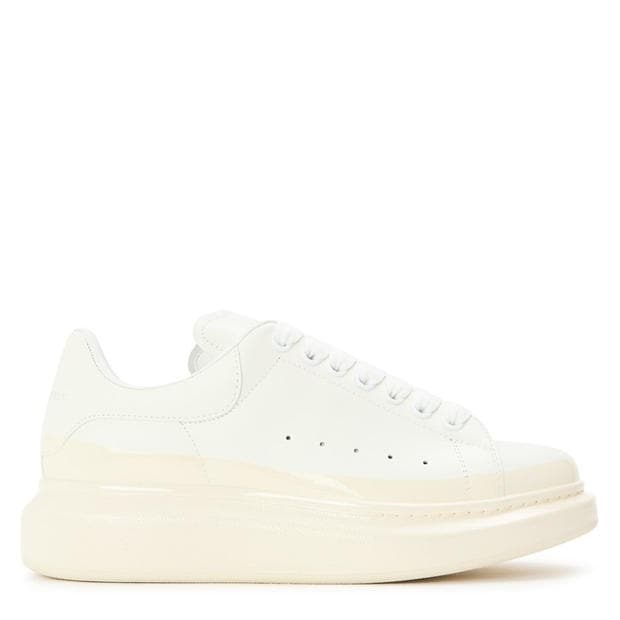 White / Black - ALEXANDER MCQUEEN - Women's Logo Print Leather Oversized Trainers