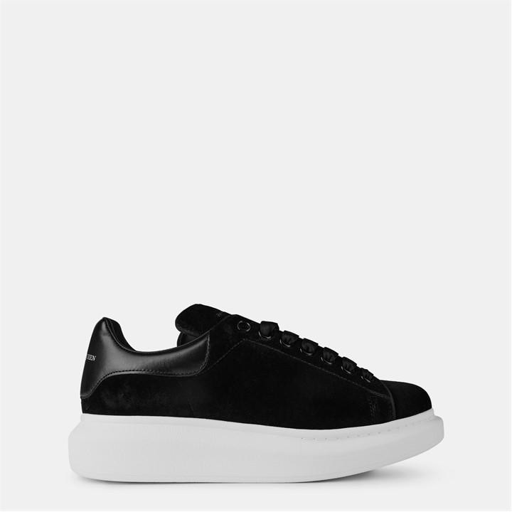 Alexander Mcqueen Women's Black Logo Print Leather Oversized Trainers Size 8.5