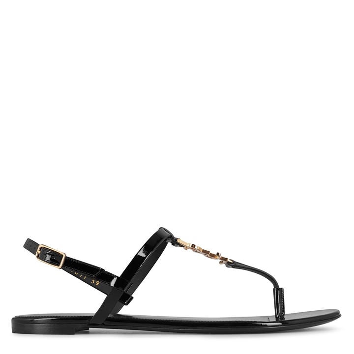 Saint Laurent Women's Black Cassandra Sandals - Size 2