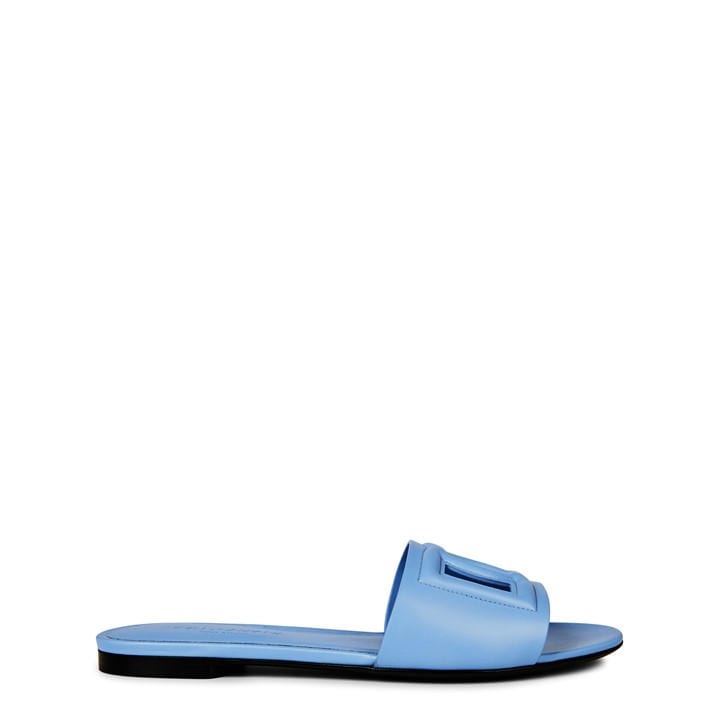 Dolce And Gabbana Women's Blue Embossed Leather Bianca Sliders Size 6