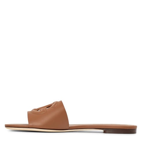 DOLCE AND GABBANA - Women's Embossed Leather Bianca Sliders
