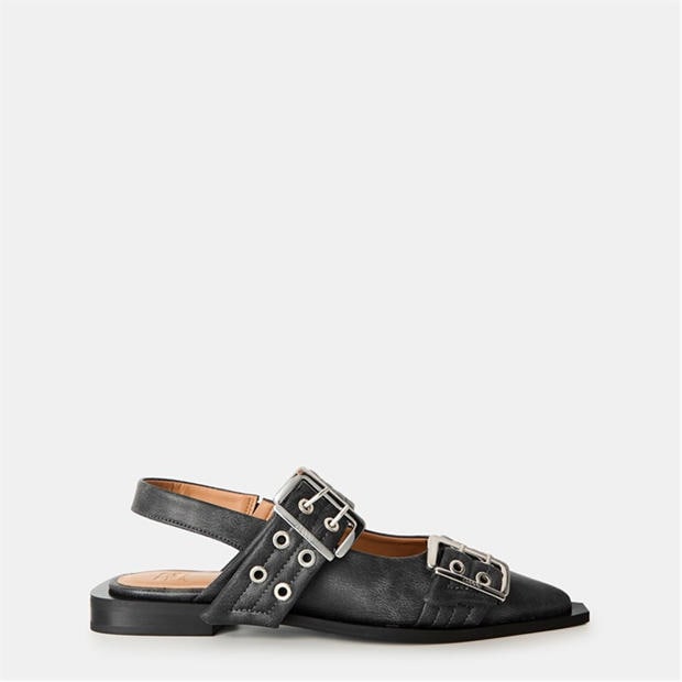 Black - GANNI - Feminine Buckle Ballerinas