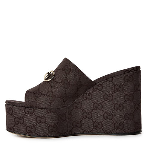 GUCCI - Horsebit Wedge Sandals