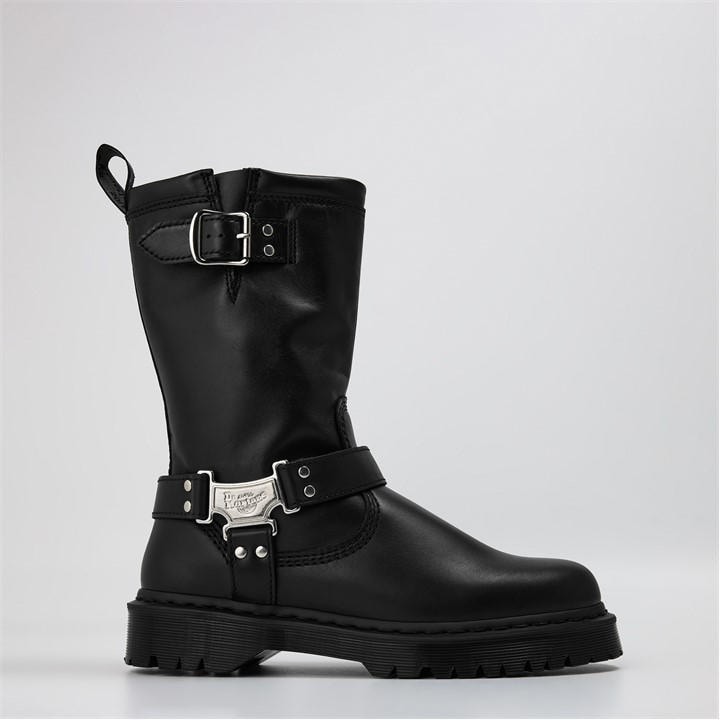Dr Martens Women's Black Anistone Tall Leather Biker Boots Size 7