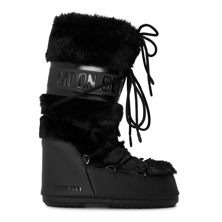 Moon Boot Women's Black Icon Faux-Fur Boots Size 2