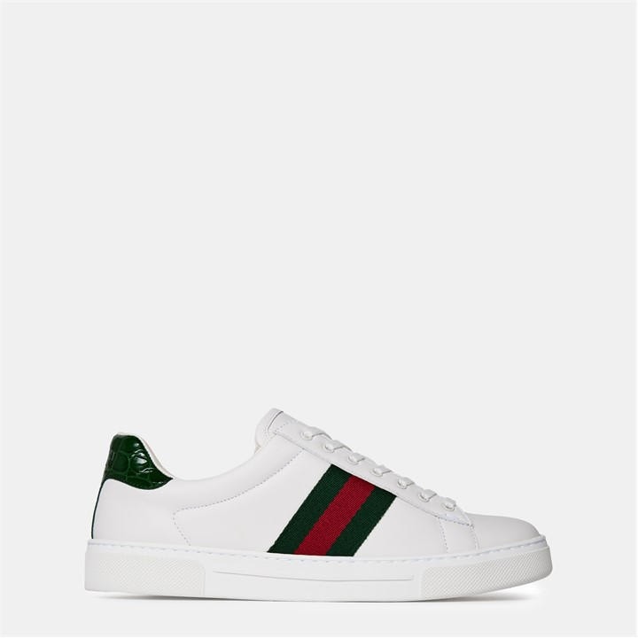 Gucci Women's White Ace Web Canvas Trainers - Size 3