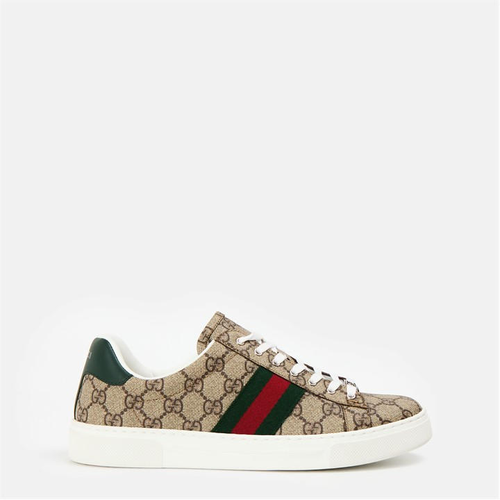 Gucci Women's Beige Ace Web Canvas Trainers - Size 5.5