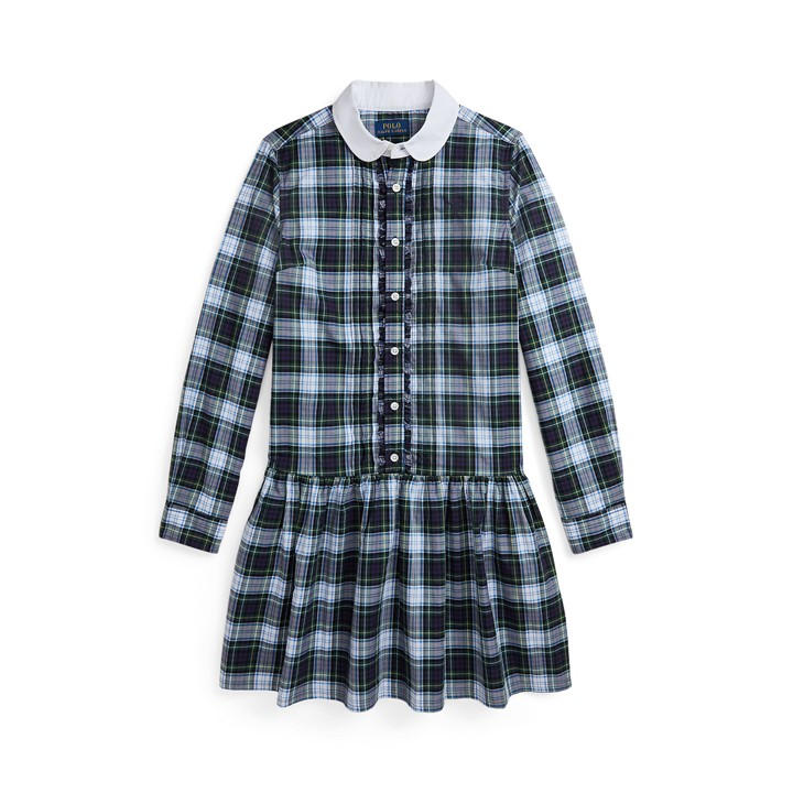 Polo Ralph Lauren Girls Blue Checked Dress Juniors - 8 - 9 Years