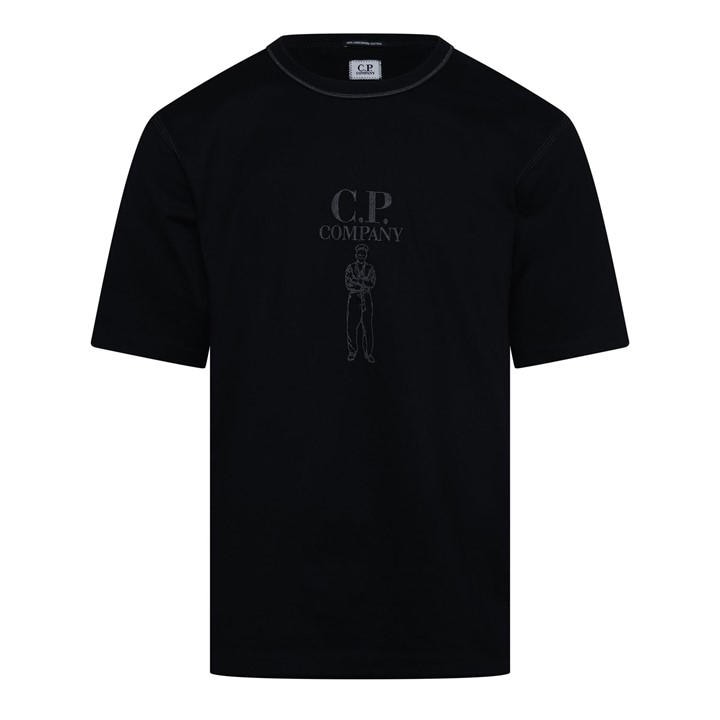 Cp Company Men's Black 30/2 Jersey Twisted Logo T-Shirt