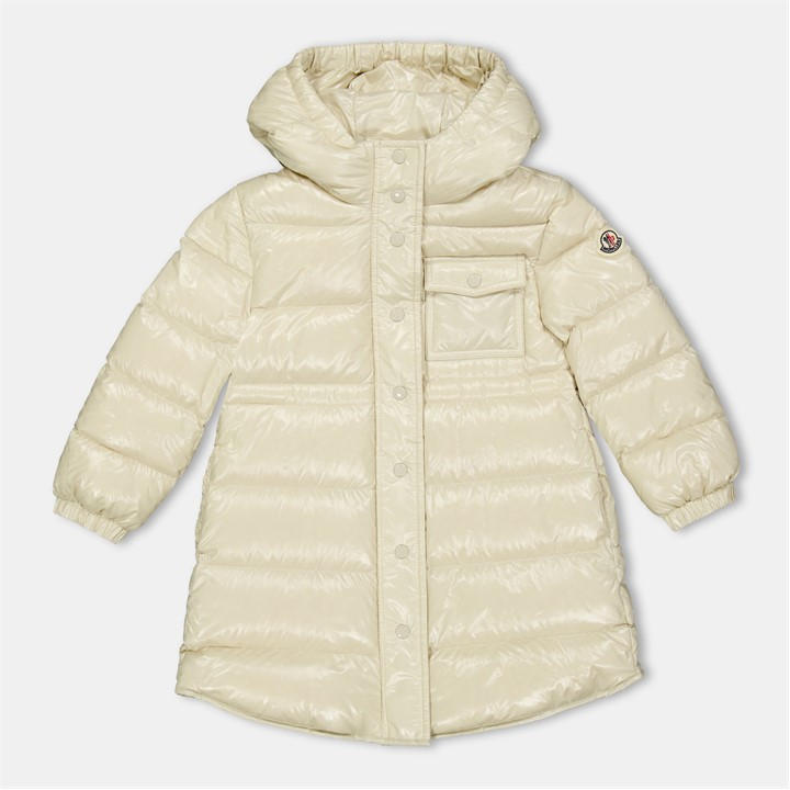 Moncler Girls Cream Kids' Down Water-Repellent Long Puffer Jacket