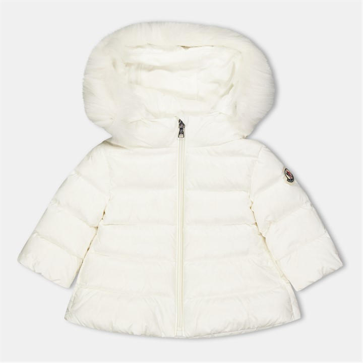 Moncler Girls Cream Obie Jacket In53 Size 6 - 9 Months