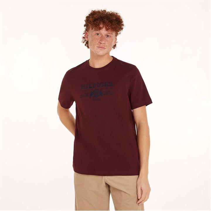 Tommy Hilfiger Crest Logo Embroidery T-Shirt – Purple