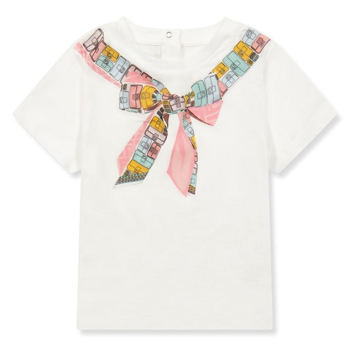 Fendi Unisex Kids White Bow Tee In61
