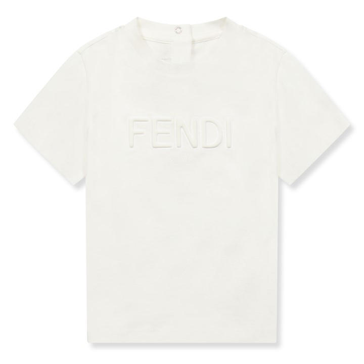 Fendi Unisex Kids White Logo Tee In61